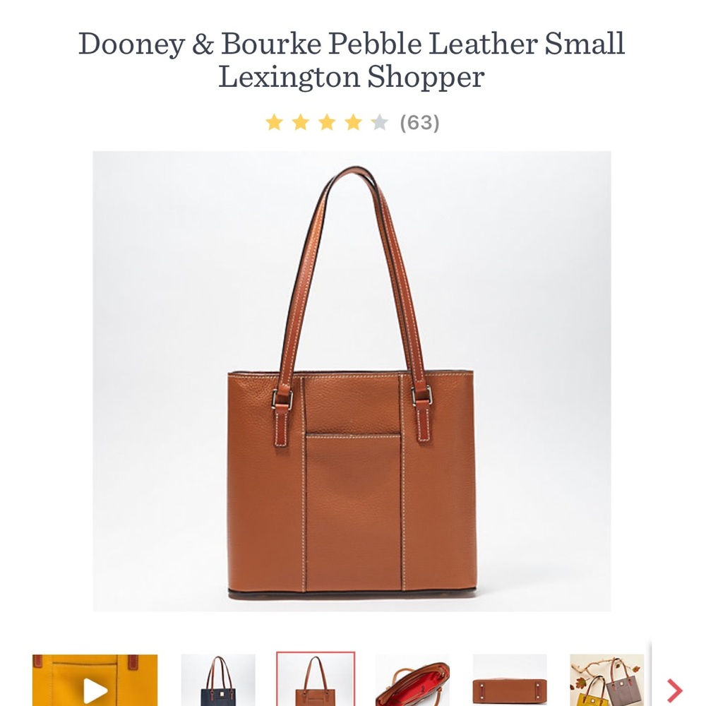Dooney and Bourke Pebble Leather Small Lexington Shopper Tan Red Lined